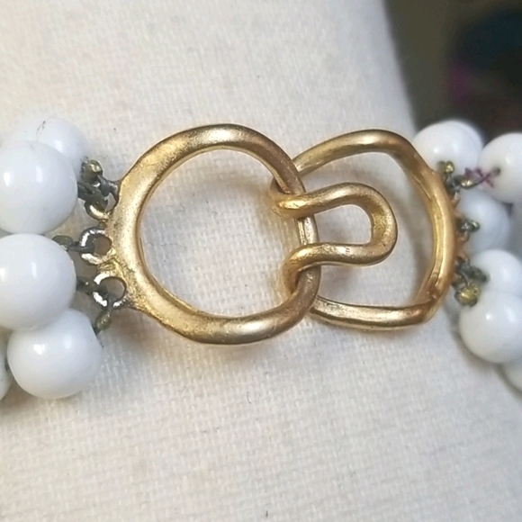 Vintage 1950s Mid Century Choker Beaded Gold & Silver Tone Multi-Strand Necklace - Picture 9 of 15